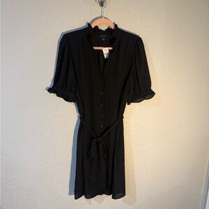 Ann Taylor Black Ruffle Sleeve Mini Dress
